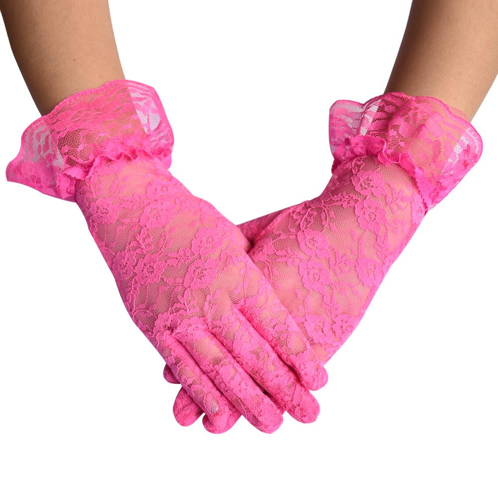 Elegant Lace Black Short Gloves - Summer Bridal, Driving, Cycling, Sun Protection