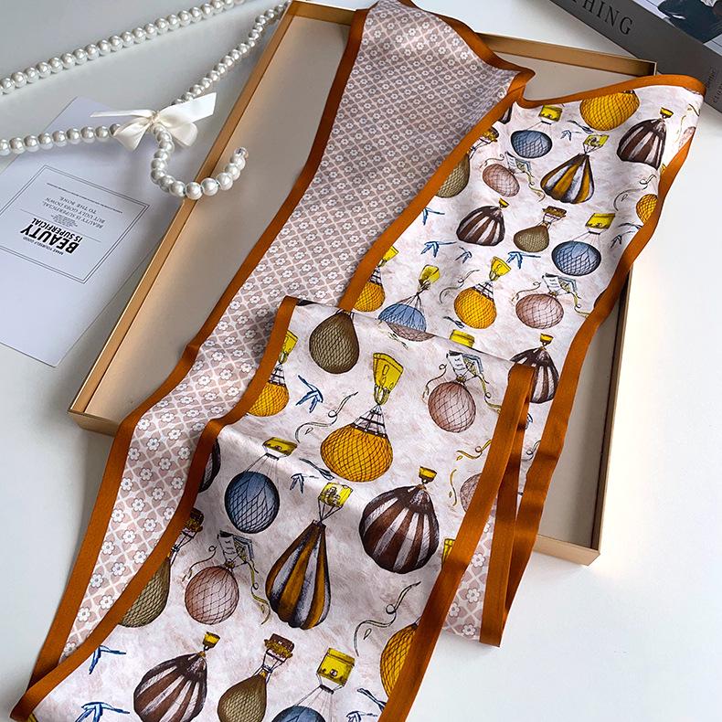 

Двусторонний шарф из ханчжоуского шелкового атласа с принтом воздушного шара для женщин.