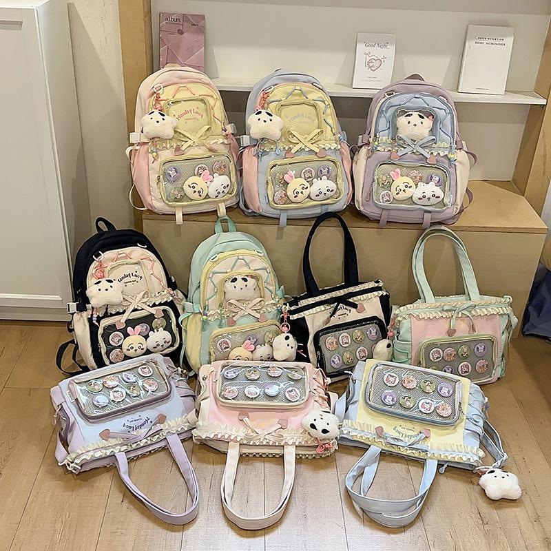Wasserabweisender, verschleißfester Nylon-Rucksack im koreanischen Stil für High-School-Mädchen