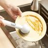 Household Refillable Rotating Pot Brush Dishwashing Pot Cleaning Brush Kitchen Refilling Pot Brush Long Handle Revolving Cleaning Brush