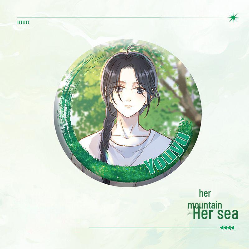 

Кастомный значок с серебряными блестками «Её гора, её море» с дизайном плавающей рыбы Her Mountain Her Sea D161-D162