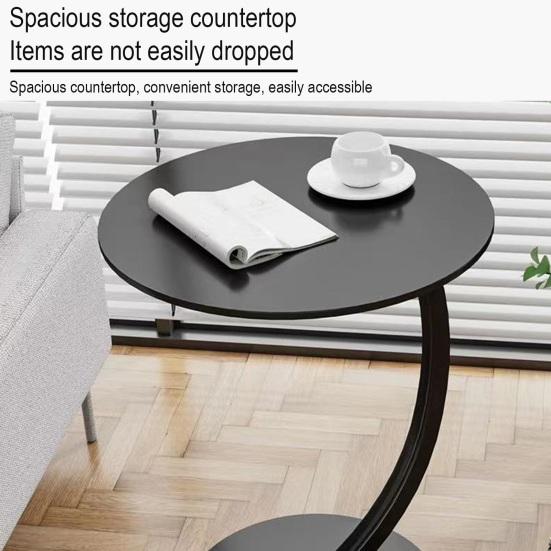 Round Side Table Modern Couch Sofa Bed Small C-Shaped End Table Office Living Room Bedroom Bedside Coffee Desk Multifunctional Nightstand