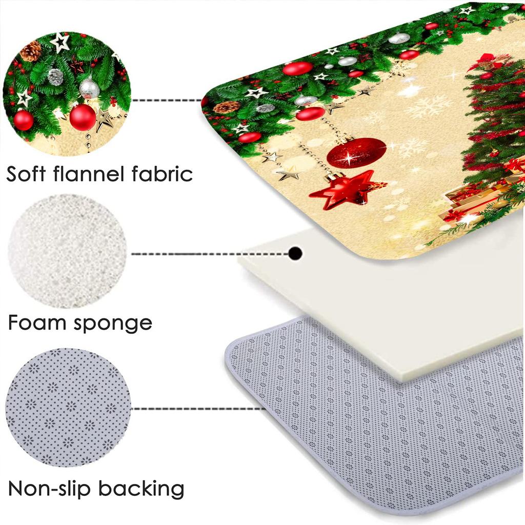 4-teiliges Weihnachtsbaum-Duschvorhang-Set, wasserdichtes Vorhang-Set mit 12 Haken, Badezimmerteppich, Toiletten-U-förmige Matte, Toilettendeckel-Abdeckungspolster