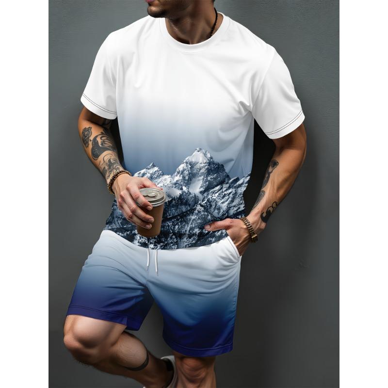 Nuovo Set da Uomo con Ancora Blu Marina T-Shirt Estiva da Esterno & Pantaloncini con Coulisse Set Due Pezzi Abbigliamento Sportivo Casual