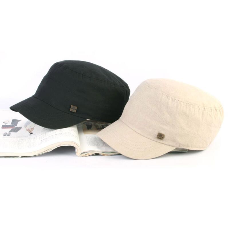 

Big size button strap military cap beige