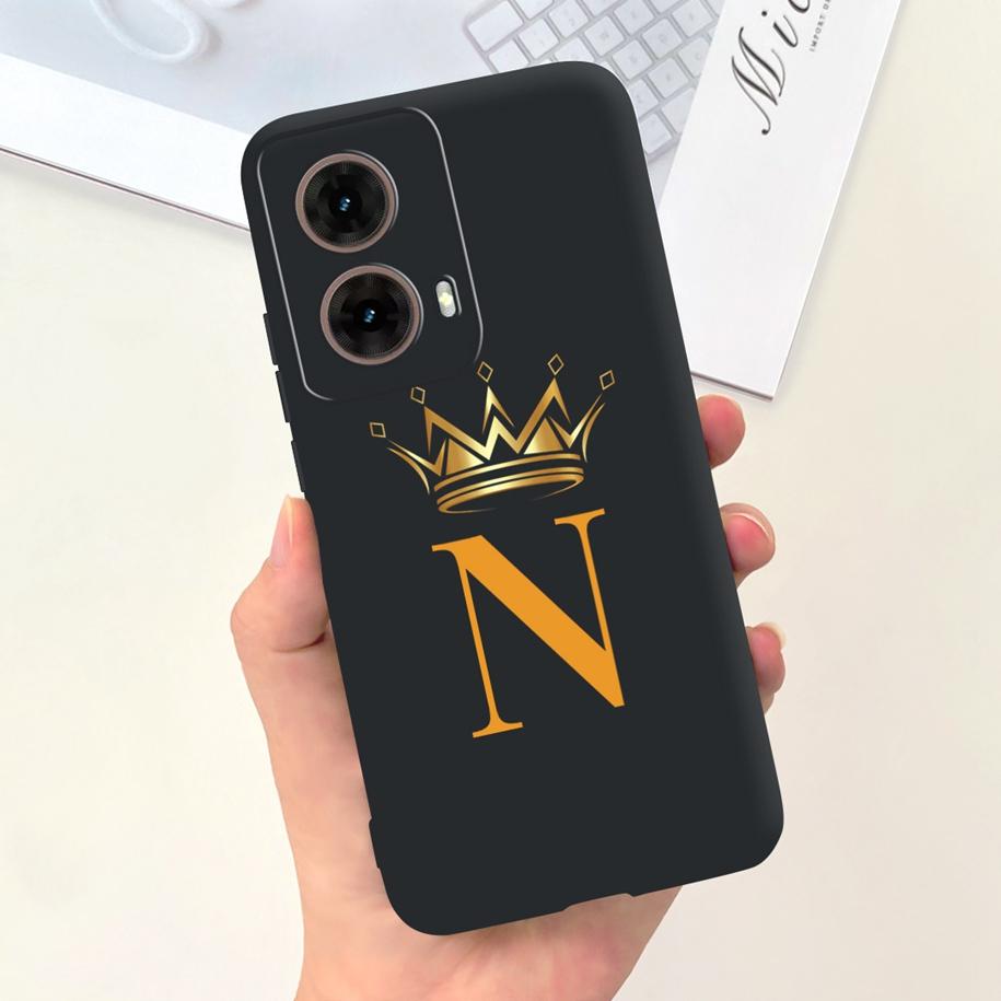 For Motorola Moto G85 Case 2024 New Luxury Initial Letters Soft Silicone Protective Cover For Moto G85 5G G 85 Shockproof Bumper