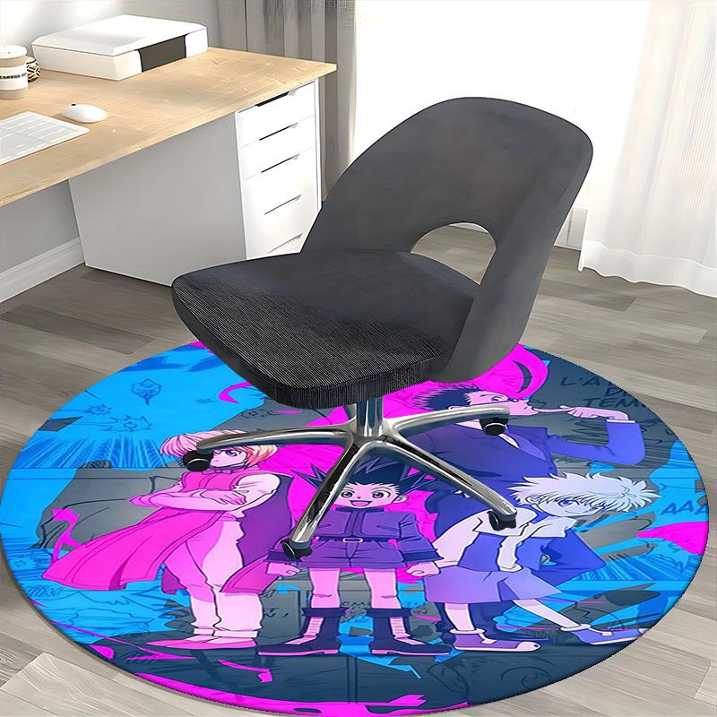 1pc Anime Cartoon Design Round Carpet Office Chair Mat, NonSlip Rug for Home Decor, Living Room, Bedroom