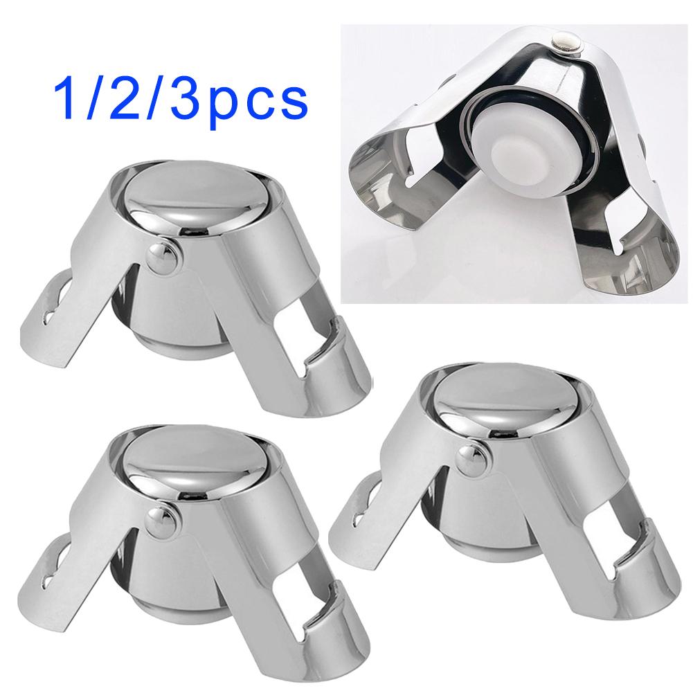 1/2/3pcs Champagne Stopper with Stainless Steel Champagne Bottle Stopper with Food Grade Silicone Reusable Champagne Cork 7