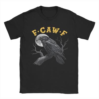 F-Caw-F Black Crow Black Bird Funny Crow F-Caw-F T-Shirt Men Crew Neck Cotton T Shirts Short Sleeve Tee Shirt Summer Tops
