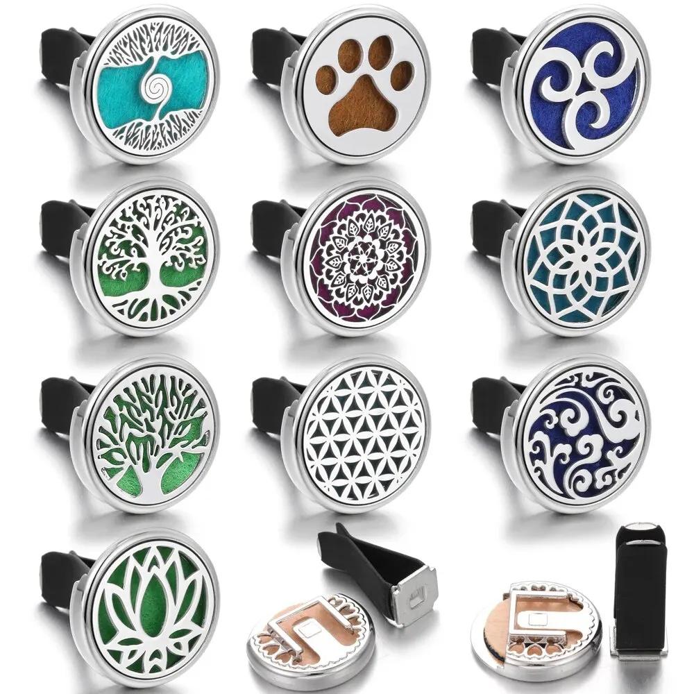 Strom Auto Aromaterapeutický Difuzér Locket Klip do Auta Parfém Difuzér Esenciálních Olejů Klip do Větrací Mřížky Auta Osvěžovač Vzduchu Čistič Se Vložkami