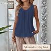 JPNTKY Women's Fashion Casual Solid Color Print Sleeveless V-Neck Blouses & Shirts