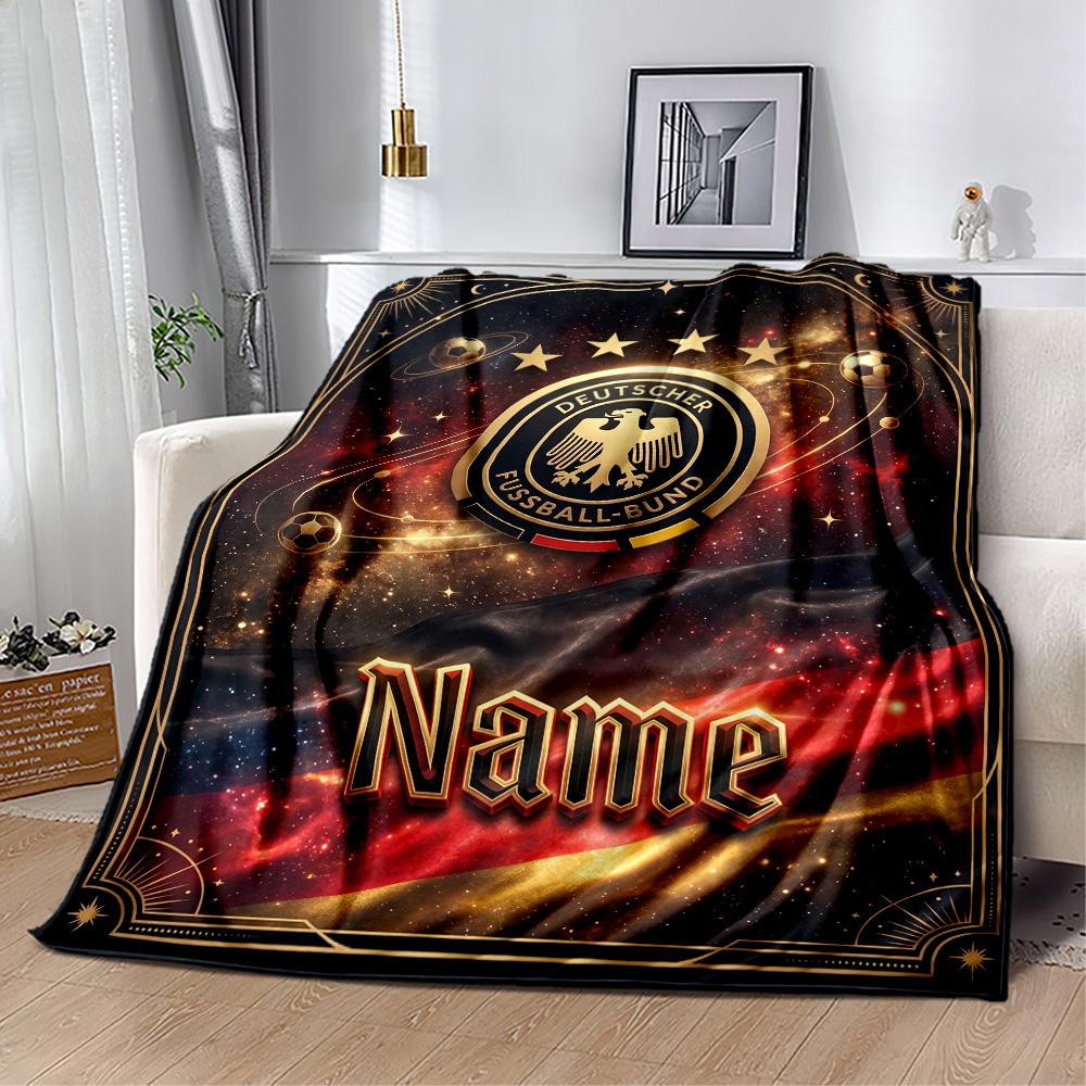 German Football Crest Artwork Personalized Text Blanket Gift Personalized Blanket Comfortable Suitable for Livingroom Sofa Living Room Home Decor
