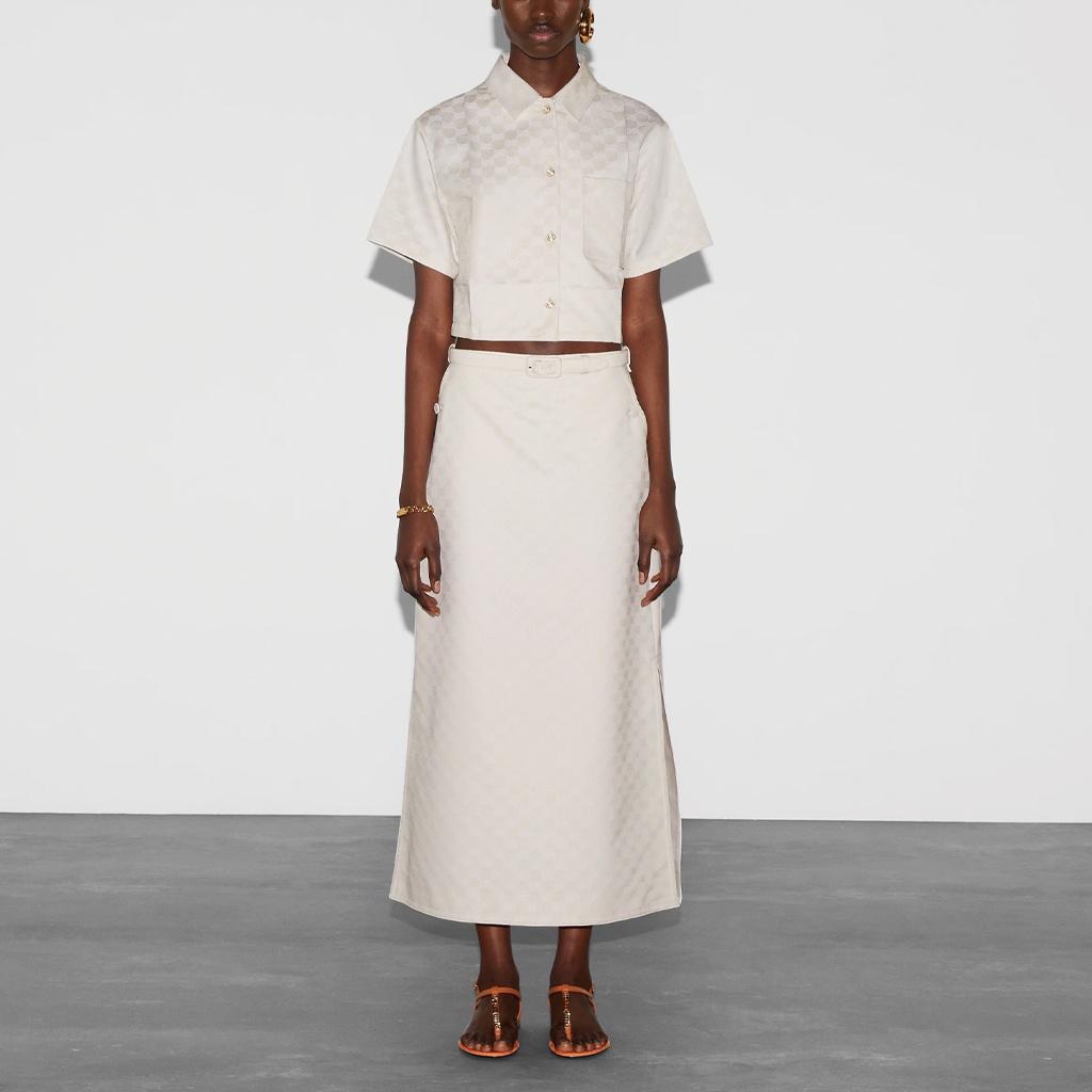 (WMNS) Gucci GG Cotton Gabardine Shirt 'Light Beige' Women's 784901-ZAQUK-2312