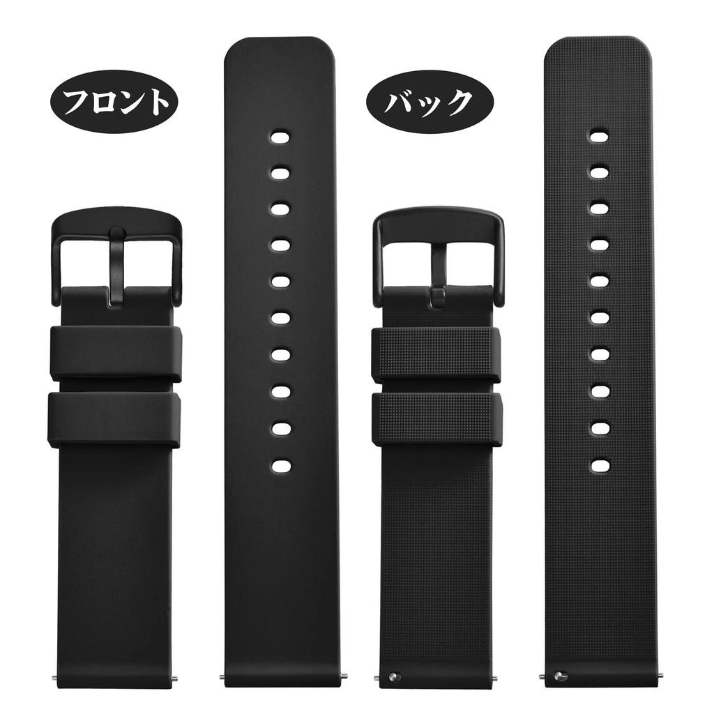 WOCCI 15mm Silicone Rubber Waterproof Replacement Watch Quick Black with Black Buckle Strap, Strap, Release,