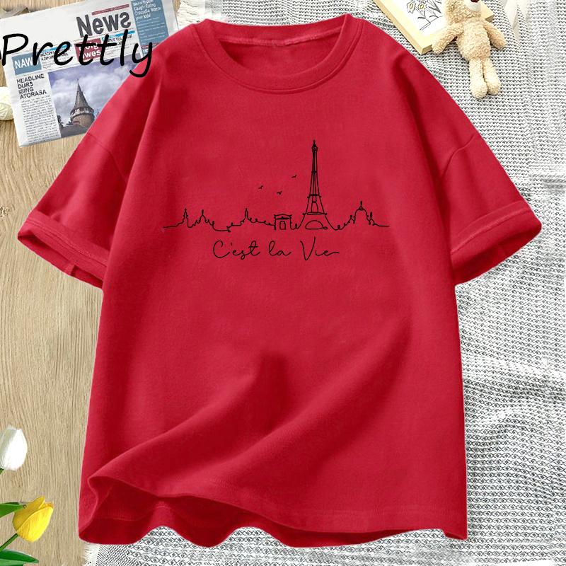 C'est La Vie Paris T Shirt for Unisex Unisex Paris Trip Vacation T-shirt Casual Classic Cotton Printed Tshirt Unisex Streetwear