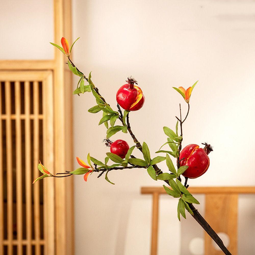 

Realistic Artificial Opening Pomegranate Branch Handmade Fake Plants Home Decor красный