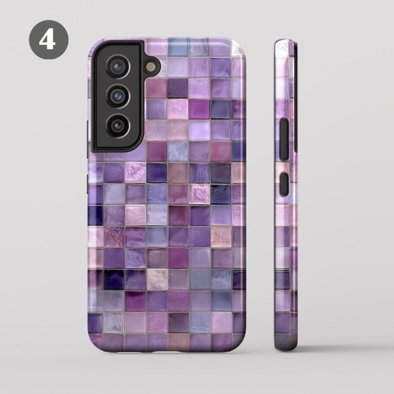 Hybrid Double-layer Phonecase Glass Mosaic Tile Phone Case for Samsung Galaxy S26 S25 Ultra S24 FE S23  Plus 5G Hard Shell