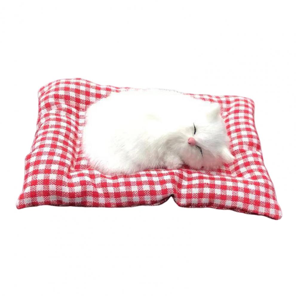 Simulated Sleeping Cat Sleeping Cat Ornament Plush Sleeping Cat Doll with Bamboo Charcoal Mat for Home Car Decor Odor for Office