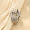 Zircon simulation ring double-layer two-in-one super flash ring women's square splicing crown ring