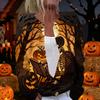 Womens Halloween Print Long Sleeve Knit Cardigan Button Up Sweater Coat Lightweight Casual Outerwear for Fall and Winter
