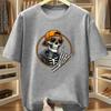 Cool Skate Skeleton With Orange Cap Sunglasses Peace Hand Graphic Tshirt Hip Hop Streetwear Unisex White Cotton Tee