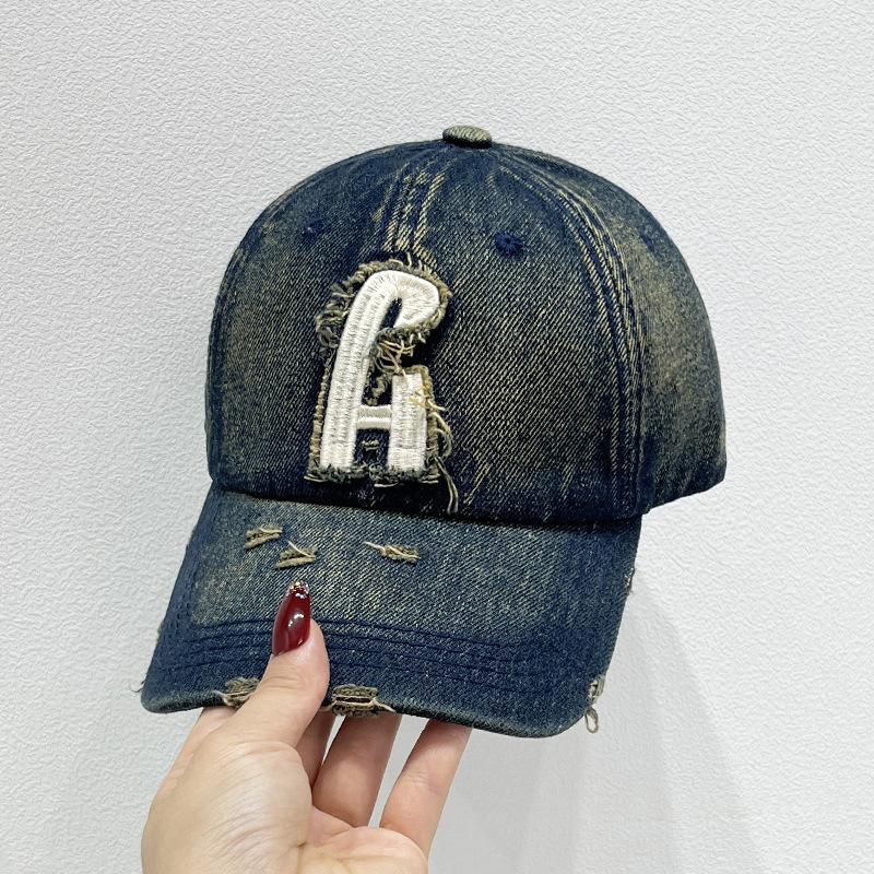 Hat Baseball Cap Cowboy Washed and Old Letter Men's and Women's New European and American Simple Korean Version Soft Duckbill Hat with High-end Feel