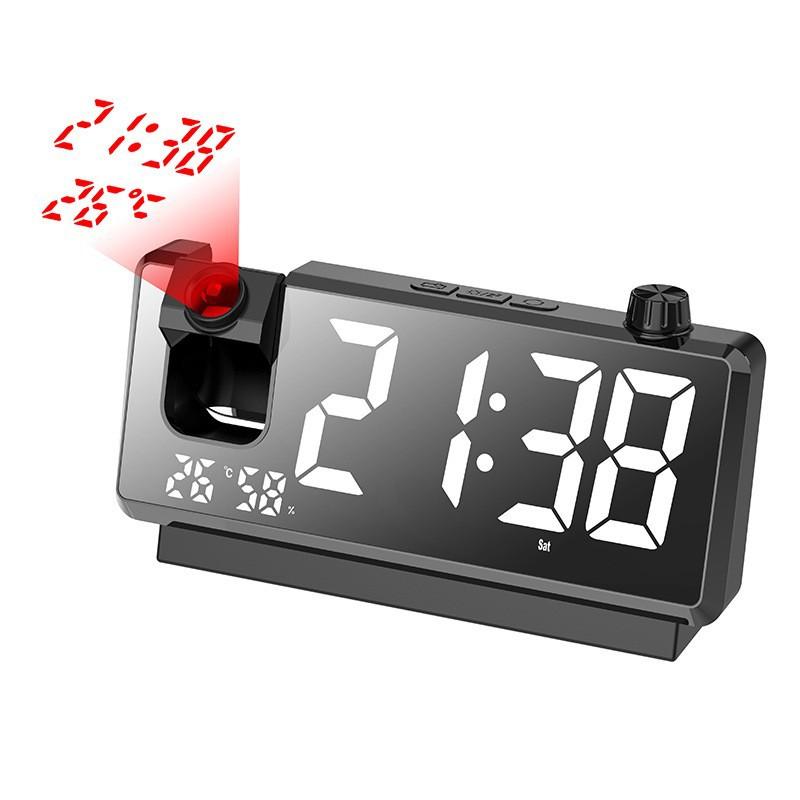 Smart alarm clock, multi-function LED large screen digital display projection electronic clock color ambient light reverse charging spot
