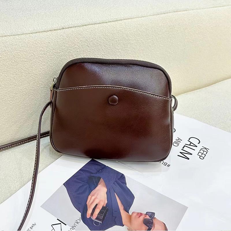 2025 New Trendy Genuine Leather Women's Bag Fashion Retro Shell Bag Crossbody Bag Shoulder Bag