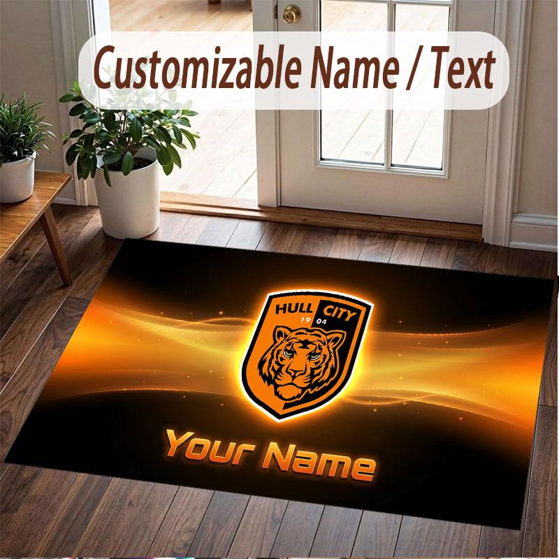 Custom Rug Hull City Pattern Print Name Text Soft Non‑Slip Floor Carpet for Home Indoor Decoration