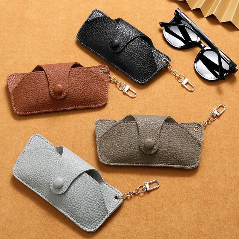 Portable Retro Handmade Pu Leather Glasses Bag With Lanyard Hanging Sunglasses Case Simple Glasses Storage Box Sunglasses Case