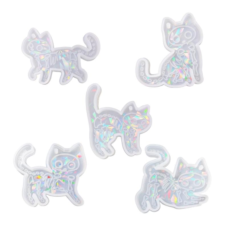 Jewelry Casting Mold Cute Cat Silicone Mold Holographic Resin Mold for DIY Wind Chime Keychains Earring Pendant