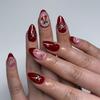 Le Fan Polka Dot French Wearable Short Almond Flower Bow Nail Art Tips False Nails