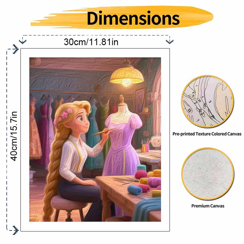 Disney Oil Painting Hand Painting Coloring Painting Handmade Diy Home Decoration Gift Sewing Princess Dress Atelier Style