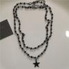Punk Black Cross Star Pendant Chain Necklace Goth Vintage Red Butterfly PU Choker Men Women Hip Hop Rock Y2K Grunge Accessories