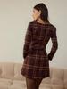 2026 Spring/Autumn Women's Elegant Plaid Long Sleeve Round Neck Dress for Dates