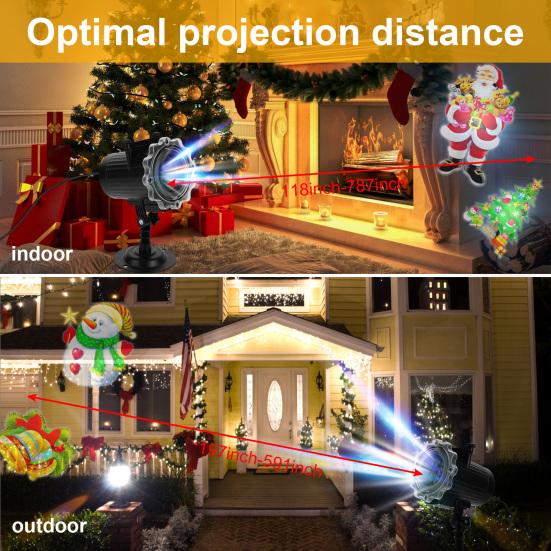 Halloween Christmas Projector Light Waterproof Thanksgiving LED Projection Lamp with 16Pcs Slides
