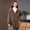 Women's 2024 Winter Fleece-Lined Thick Cotton Coat - Plus Size, Casual, Loose-Fit, Middle-Aged Style.