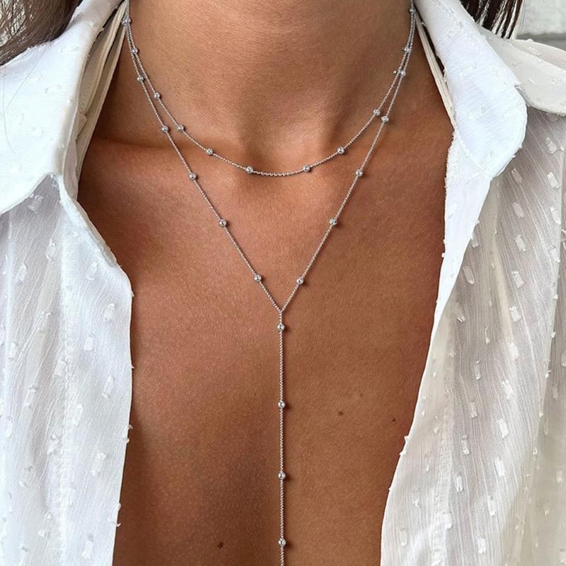 Stylish Multiple Strand Chain Necklace Delicate Fringe Designs Sturdy Alloy Accessory for Daily or Formal Wear