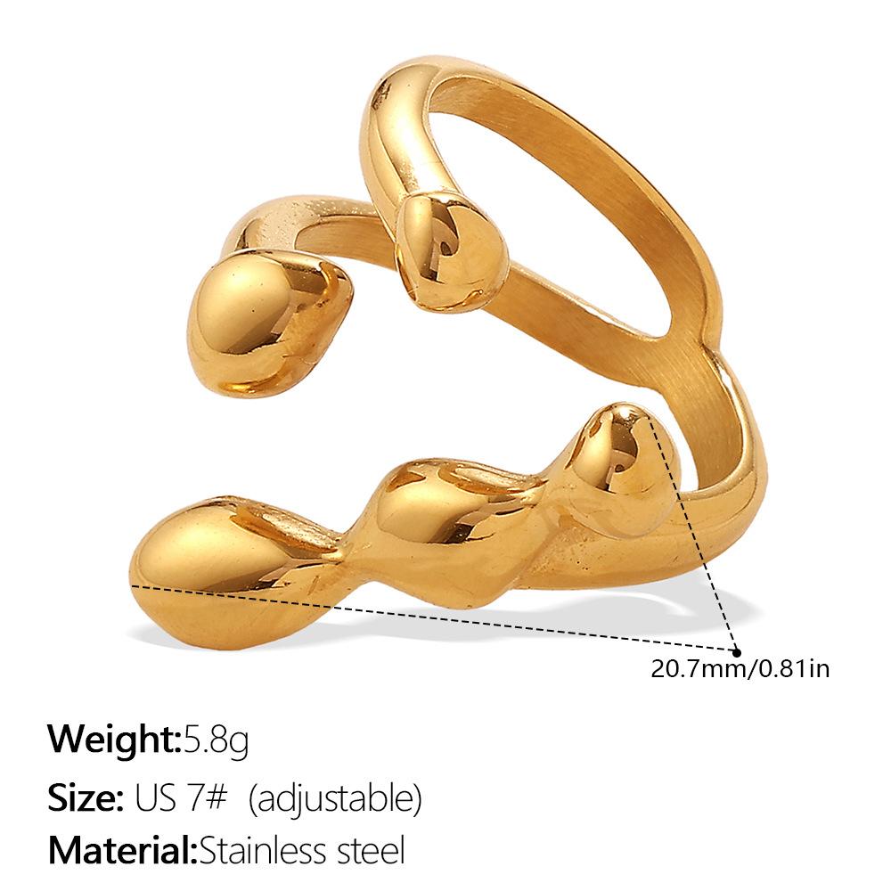 Hot Japanese and Korean Personality Couple Simple Plain Glossy Open Ring Stainless Steel Plated 18K Gold Versatile Ring