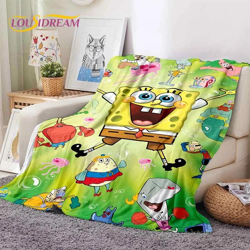 Funny S-SpongeBob Patrick Star Cartoon Soft Flannel Blanket for Beds Bedroom Sofa Picnic,Throw Blanket for Outdoors Leisure Gift
