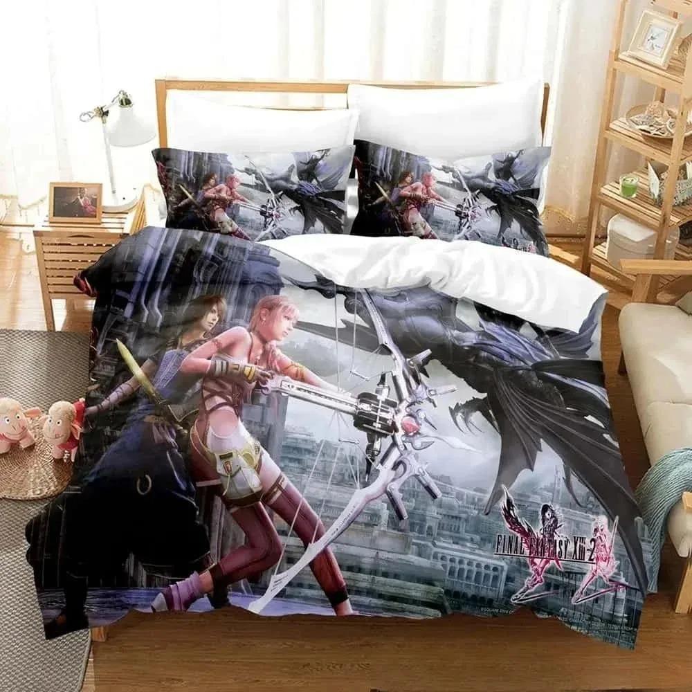 New 3D Print Anime Game FINAL FANTASY XIII-2 Bedding Set Boys Girls Twin Queen King Size Duvet Cover Pillowcase Bed Boys Adult