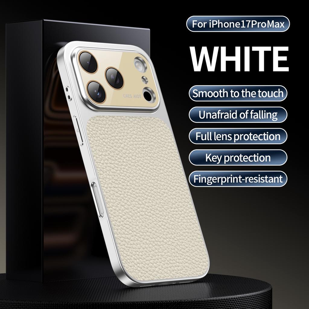 Applicable to iPhone17promax second larger window lychee pattern mobile phone case Apple 16 all-inclusive anti-drop protective case