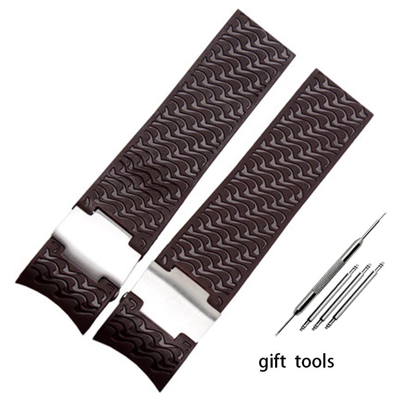 Rubber wristwatch strap silicone wristwatch strap with Ulysse Nardin blue black brown 25 * 12mm  men  tools watchband 22-20mm