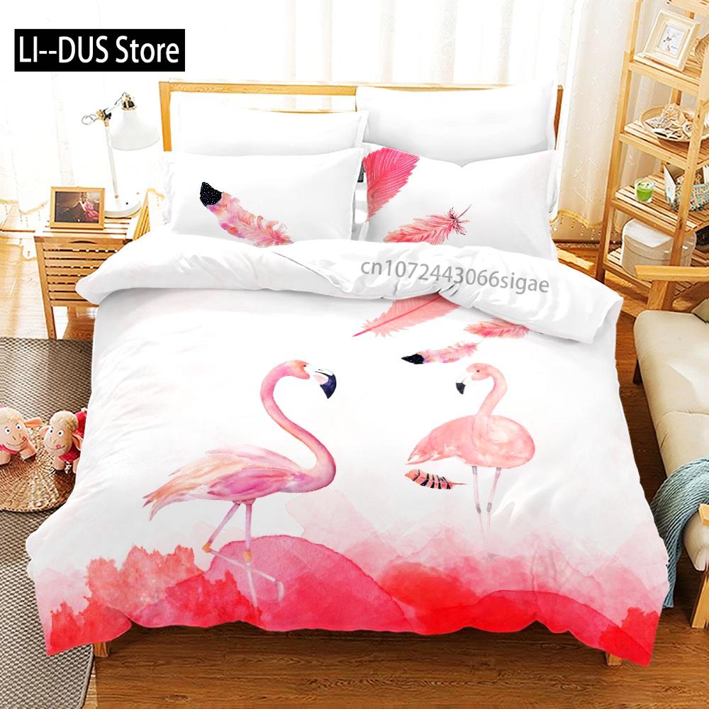 Rosa Flamingo Bettwäsche Set Einzelbett Twin Full Queen King Size Flamingo Bett Set Aldult Kinder Schlafzimmer Bettbezug Sets 3D Druck 012