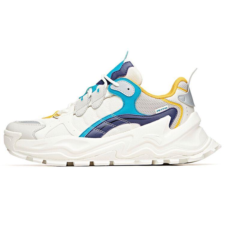 Anta Life Series Hot Retro Casual Splicing Shock Absorption Low-Top Dad Shoes Men Sneaker White Gray Blue 912028881-2