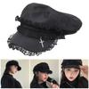 Newsboys Beret Hat for Women Breathable Cabbie Hat Joker Girl Lace Peaked Hat Subculture Cross Painter Hat Headwear