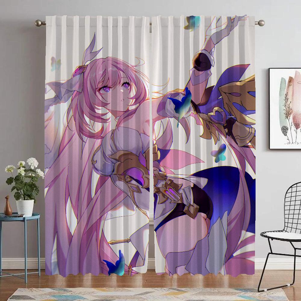 

Honkai Impact3 Шторы для гостиной Шторы для комнаты 2 панели Хэллоуин Украшение для дома Шторы для перегородок W50xH70cmx2pcs-CL