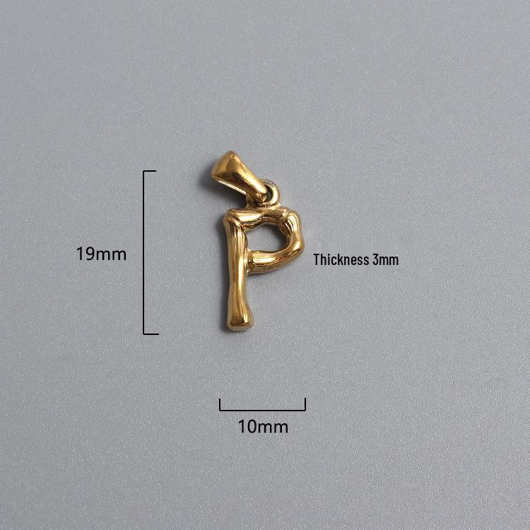 French Bamboo Joint Gold Letter Pendant Necklace - Retro Clavicle Chain Style for Women