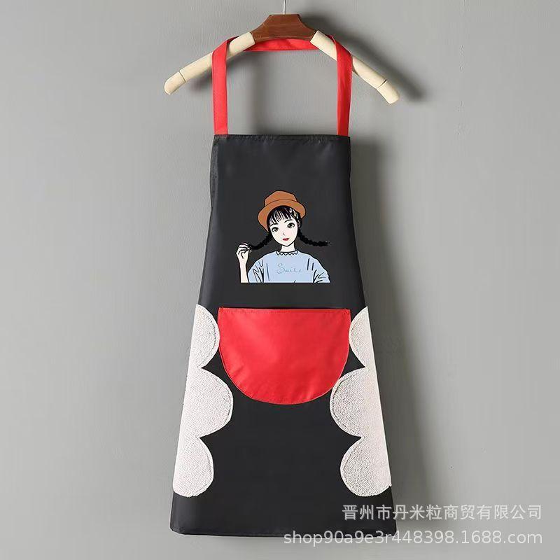 Charming Japanese Waterproof & Oil-Proof Kitchen Apron for Cooking & Housework - Women's Fashion with Logo