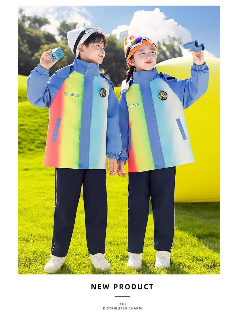 Rainbow Three-Piece Windbreaker Sports Suit for Kids - Autumn/Winter School & Kindergarten Uniform